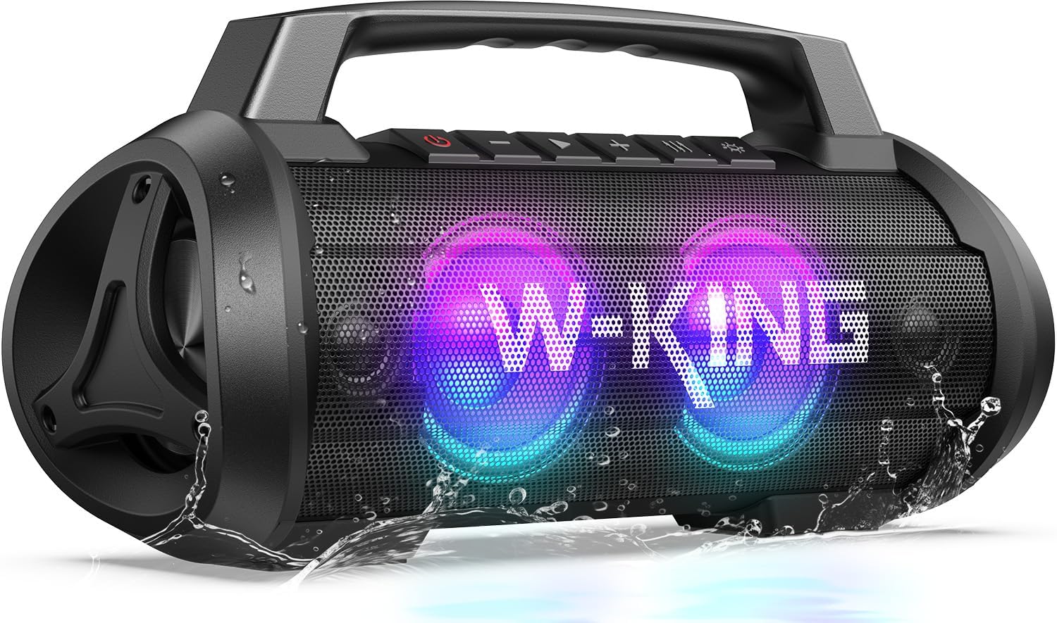 W-KING Altavoces Portátiles Bluetooth Inalámbricos, Altavoz Bluetooth Más Potente de 120W Máx, Altavoz Exterior Impermeable IPX6 con Graves Profundos de 70W/2*Subwoofer/DSP/EQ/42H/LED/MAC-in/TF/2